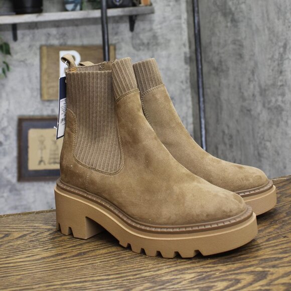 Universal Thread Kyrie Wide Width Chunky Heel Ankle Sock Boots Tan Brown 8W - Picture 1 of 10